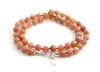 necklace sunstone jewelry beaded knotted pink 6mm 6 mm beads gemstone with sterling silver clasp for women women's