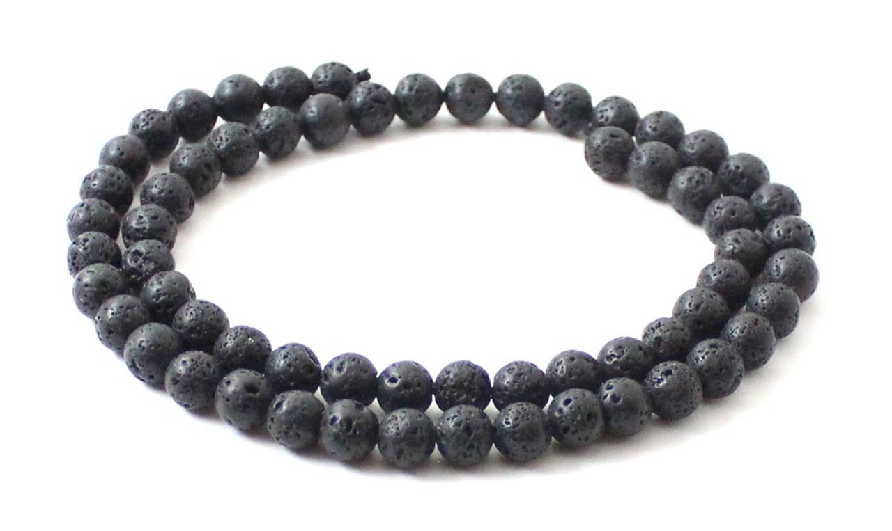 Lava 6 mm Black Natural Gemstone Beads - AmberGemstones