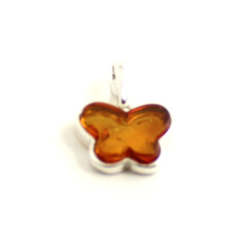 pendant butterfly amber baltic silver sterling 925 cognac small minimalist jewelry 2