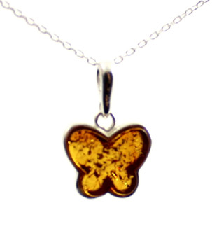pendant butterfly amber baltic silver sterling 925 cognac small minimalist jewelry
