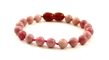 rhodonite anklet bracelet knotted jewelry beaded pink gemstone girl women