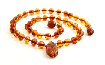 necklace amber baltic cognac polished knotted with drop pendant adult kids jewelry 2