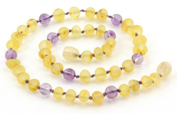 Lemon, Raw, Amethyst, Violet, Unpolished, Teething, Necklace, Baltic Amber 2