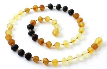 Baroque, Amber, Baltic, Raw, Modern, Teething, Necklace, Round, Unpolished, Rainbow 2