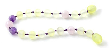 Amethyst, Violet, Baltic Amber, Rose Quartz, Raw Lemon, Unpolished, Anklet, Bracelet 2