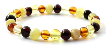 Amber, Mix, Bracelet, Multicolor, Polished, Stretch, Jewelry, Beaded, Baltic