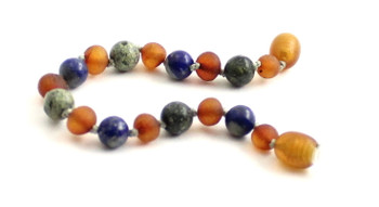 Child, Kids, Anklet, Green Lace Stone, Teething, Cognac, Raw, Bracelet, Unpolished, Baltic Amber, Lapis Lazuli 2