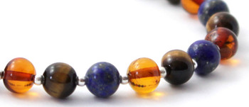 Sterling Silver, Cognac, Tiger Eye, 925, Amber, Jewelry, Bracelet, Baltic, Lapis Lazuli 2