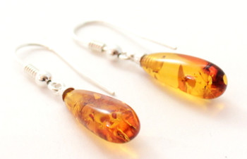 Amber, Jewelry, Earrings, Cognac, Sterling, Drop, Dangle, Polished, Baltic, Silver 925 2