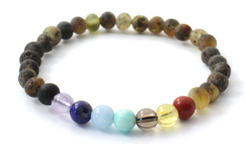 Raw, Chakra, Green, Amber, Unpolished, Stretch, Bracelet, Baltic, Jewelry, Natural