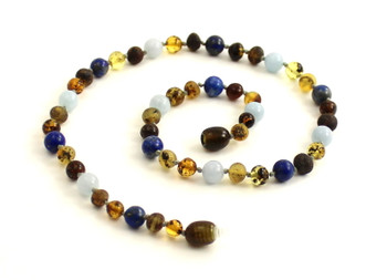 necklace, green, raw, amber, unpolished, blue, boy, baltic, aquamarine, lapis lazuli 2