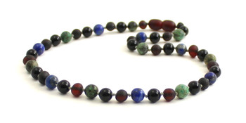 Necklace, Amber, Obsidian, Baltic, Raw, Cherry, Black, African Turquoise, Jewelry, Beaded