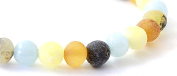 Mix, Amber, Multicolor, Baltic, Bracelet, Jewelry, Stretch, Aquamarine, Blue, Raw, Unpolished 2