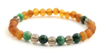 Bracelet, Stretch, African Jade, Cognac, Amber, Raw, Unpolished, Smoky Quartz, Jewellery