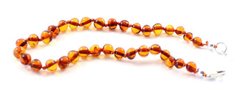 anklet, amber, cognac, baltic, silver, adjustable,  adult, beaded, jewelry