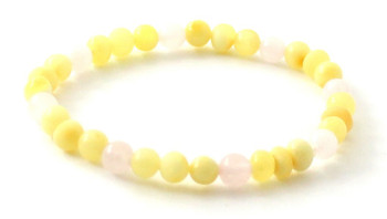 bracelet, milky, yellow, amber, baltic, natural, stretch, jewelry, rose quartz, butter, gemstone