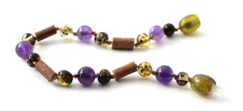 hazelwood, amethyst, amber, bracelet, anklet, green, purple, violet, baltic, wooden 2