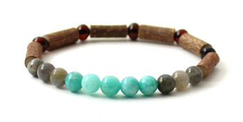 hazelwood, amazonite, labradorite, cherry, bracelet, amber, natural, jewelry, stretch