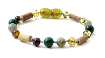 bracelet, hazelwood, wooden, jewelry, green, amber, baltic, african jade, labradorite, gemstone