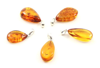 pendant, drop, cognac, leaf, amber, baltic, wholesale, in bulk, jewelry
