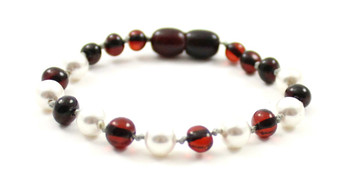 bracelet shell pearls amber baltic black cherry anklet gemstone jewelry beaded teething adult