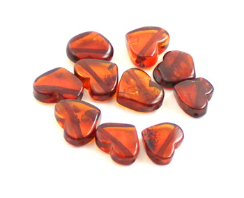 hearts heart shape baltic amber supplies small tiny beads top drilled for necklaces jewelry making