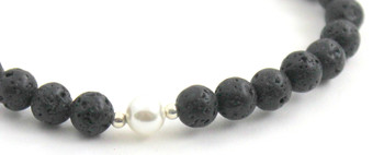 stretch bracelet jewelry black shell pearls black lava sterling silver 925 wholesale 2