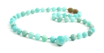 amazonite gemstone necklace knotted jewelry green beaded with pendant drop adult children