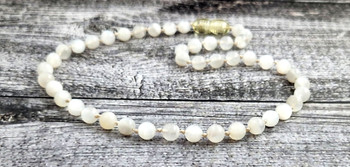 necklace moonstone white gemstone 6 mm 6mm knotted adult women men girl boy jewelry beaded