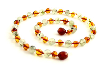 necklace jewelry polished cognac baroque baltic amber with gemstones prehnite green 2