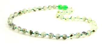 necklace prehnite jewelry knotted gemstone 6mm 6 mm light green beaded round natural