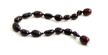 anklet bracelet amber bean olive shape baltic teething cherry black polished knotted jewelry 2