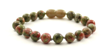 unakite gemstone bracelet anklet jewelry beaded knotted 6mm 6 mm