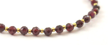 gemstone red garnet small bead anklet with sterling silver 925 golden 4mm 4 mm beads faceted for women women's jewelry 2