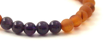 bracelet stretch amber raw cognac brown unpolished amethyst violet purple jewelry jewellery for men men's women women's 2