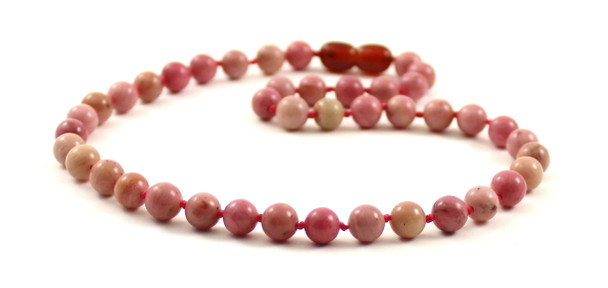 rhodonite 6mm 6 mm pink gemstone necklace knotted jewelry beaded