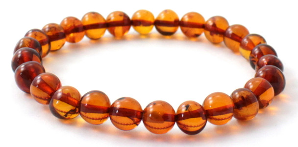 Jewelry, Bracelet, Stretch, Baltic, Cognac, Amber, Polished, Adult, Beaded