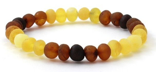 Bracelet, Stretch, Rainbow, Amber, Modern, Baltic, Jewelry, Adult, Raw, Unpolished