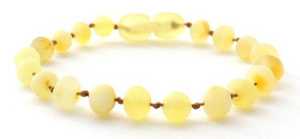 Baltic, Beaded, Anklet, Bracelet, Amber, Milky, Raw, Butter, Unpolished, Teething