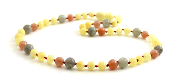 Sunstone, Milky Amber, Polished, Baltic, Labradorite, Gemstone, Necklace, Jewelry, Teething, Natural