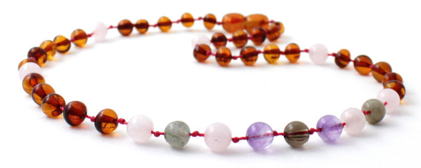 Amethyst, Amber, Polished, Rose Quartz, Necklace, Girl, Baltic, Labradorite