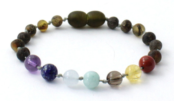 Green, Chakra, Anklet, Bracelet, Baltic, Jewelry, Raw, Beaded, Unpolished, Teething