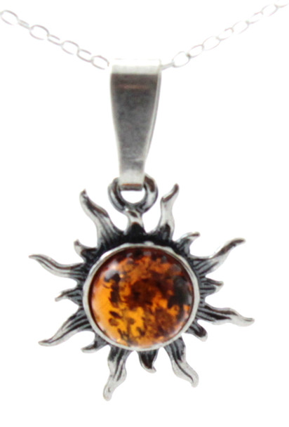 Pendant, Sun, Silver, Amber, Sterling 925, Baltic, Jewelry, Small, Minimalist