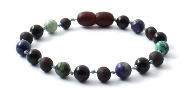 Bracelet, Amber, Raw, Cherry, Unpolished, Anklet, Baltic, African Turquoise, Obsidian, Lapis Lazuli