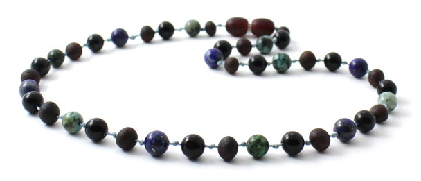 Necklace, Amber, Obsidian, Baltic, Raw, Cherry, Black, African Turquoise, Jewelry, Beaded