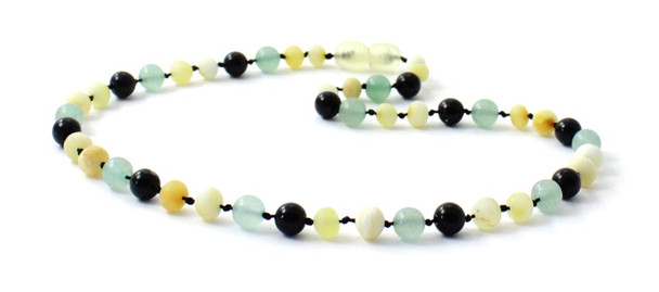 Necklace, Milky, Amber, Butter, Gemstone, Obsidian, Green Aventurine, Baltic