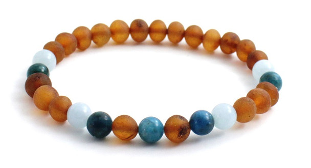 Jewelry, Bracelet, Blue, Apatite, Amber, Cognac, Aquamarine, Stretch, Adult, Jewellery