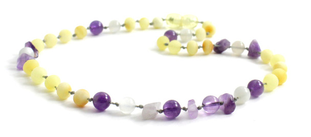 Necklace, Amethyst, Moonstone, Milky, Butter, Amber, Baltic, Violet, Jewelry, Raw, Unpolished