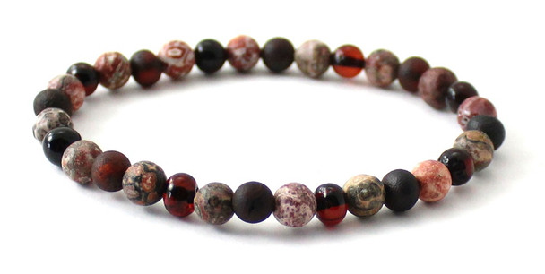 bracelet, stretch, leopardskin, jasper, gemstone, amber, baltic, black, cherry, elastic band