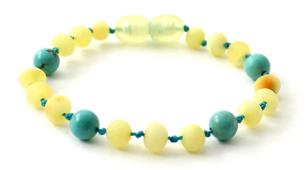 bracelet, amber, turquoise, green, gemstone, teething, baltic, anklet, milky, butter, raw, unpolished